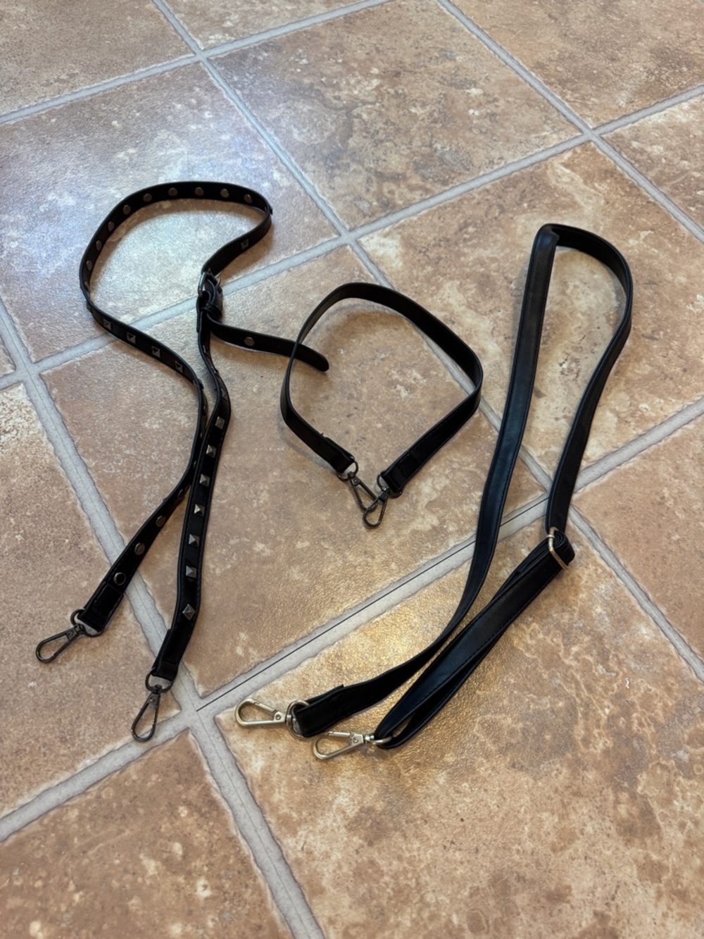 Black pleather leather like purse phone straps bundle set of 3 for bandolier